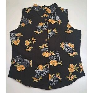 Easy Riders Sleeveless‎ Shirt Women's S Button Motorcycle Biker Hawaiian NWOT
